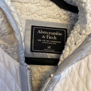 Abercrombie white and gray zip up hoodie, size medium